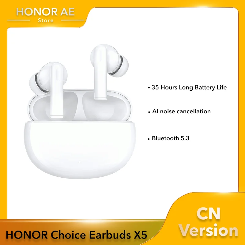 Чести выбор наушники x5 True Wireless Warphone Bluetooth 5.3 Активная шумоподавляя наушники 35 часов автономной работы для чести 90