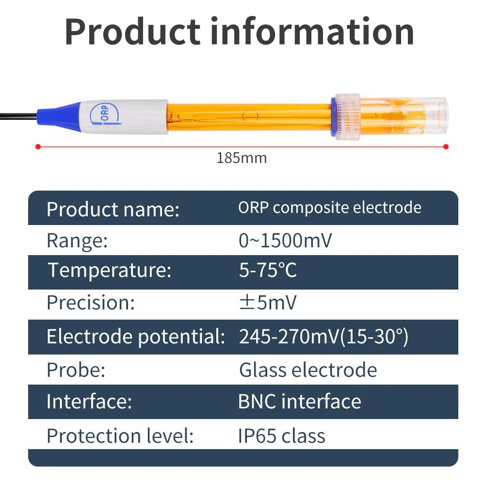 PH ORP Replacement Probe Aquarium Hydroponic Laboratory PH Meter Electrode Oxidation-Reduction Potential Test BNC Q9 Connector 6