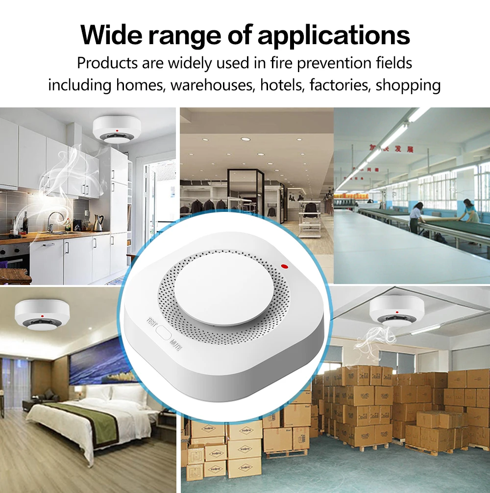 Tuya Zigbee WiFi Smoke Detector Sensor, Home