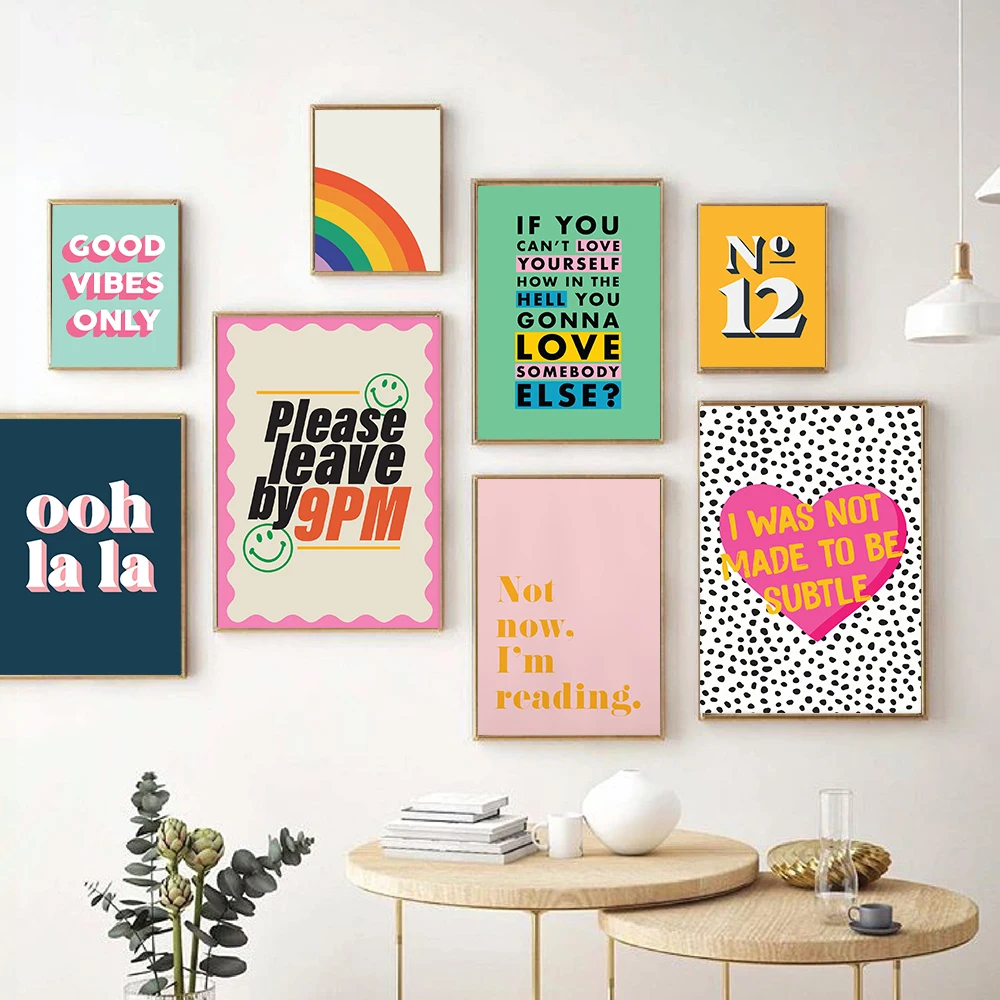 

Minimalist Colourful Motivational Quotes Art Painting Poster Good Vibes Only Wall Art Canvas Print Modern Living Room Home Decor