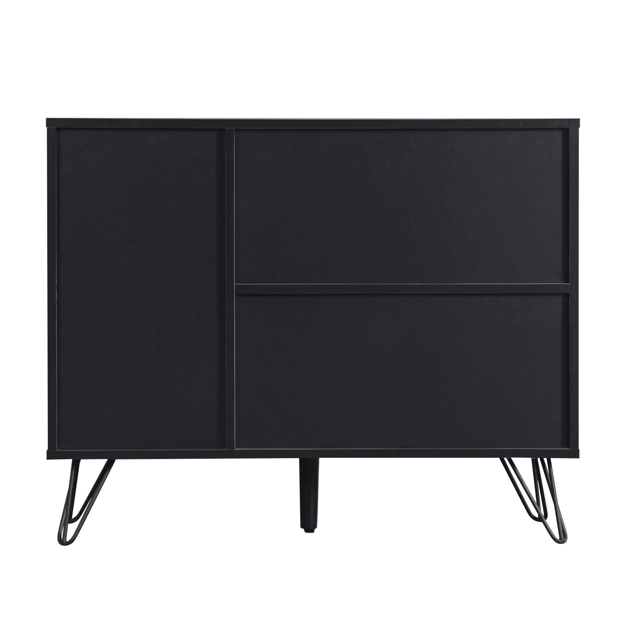 Moderner Aufbewahrungsschrank, Sideboard in Schwarz- und Holzoptik mit Schublade und höhenverstellbaren Regalen (90 x 30 x 71,5 cm) – Detail 12