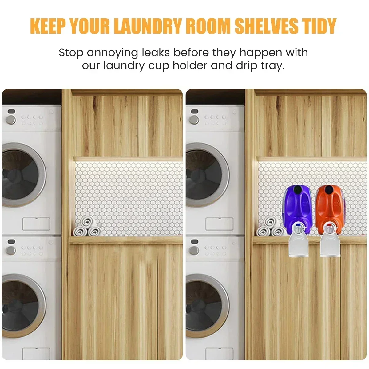 2Pcs Laundry Detergent Cup Holder Foldable and Adjustable Detergent Drip Catcher Thickened Drip Dispenser No More