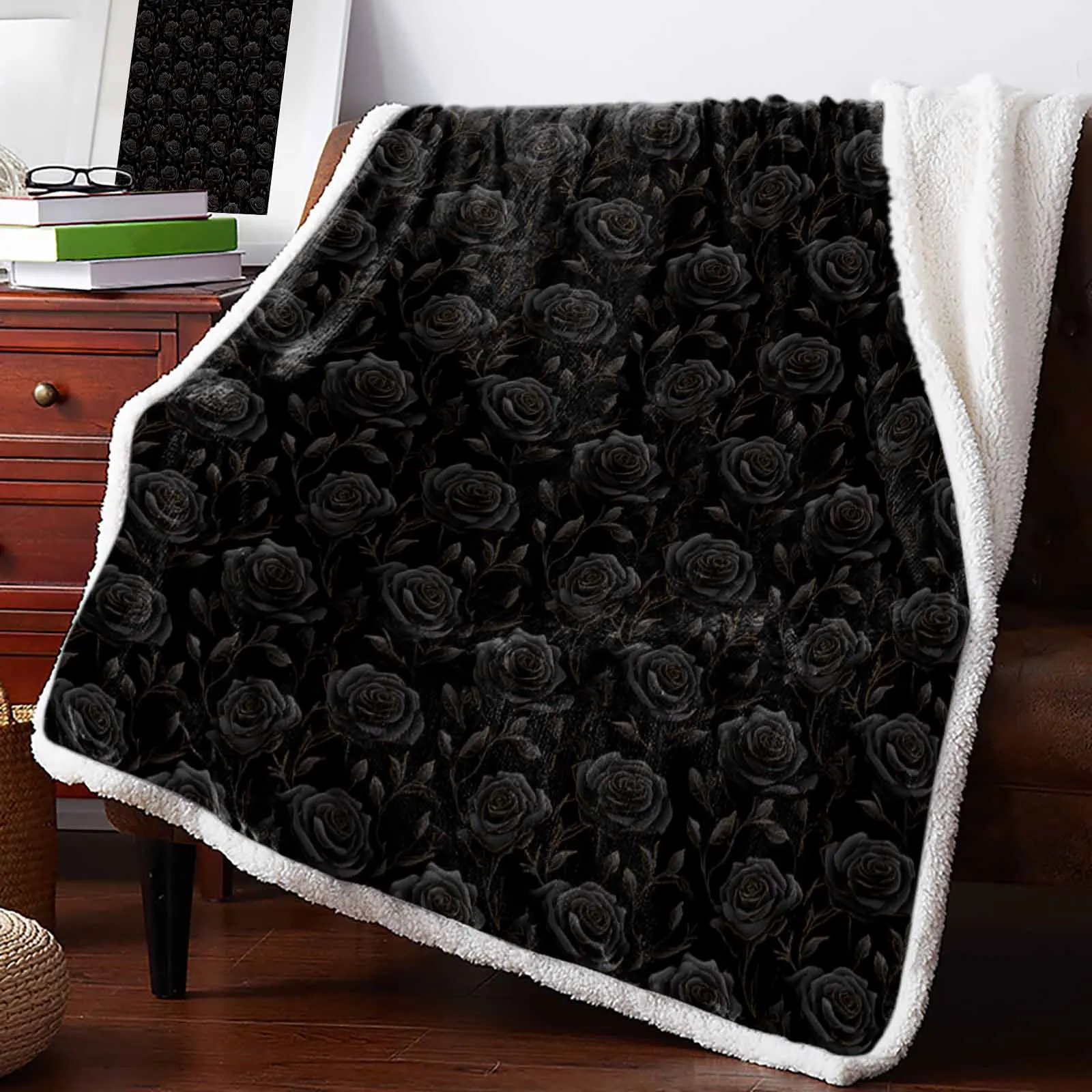 

Rose Flowers Leaves Cashmere Blanket Winter Warm Soft Throw Blankets for Beds Sofa Wool Blanket Bedspread