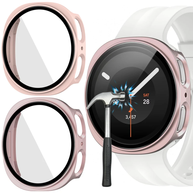 2-Pack Tempered Glass Screen Protector and Shell Case for Smartwatch - Anti-Scratch Bumper Design