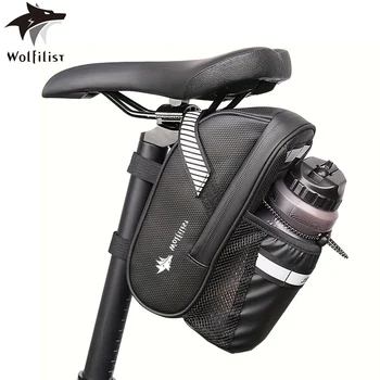 WOLFILIST Waterproof Bike Saddle Bag with Water Bottle Holder & Reflective Strips 1