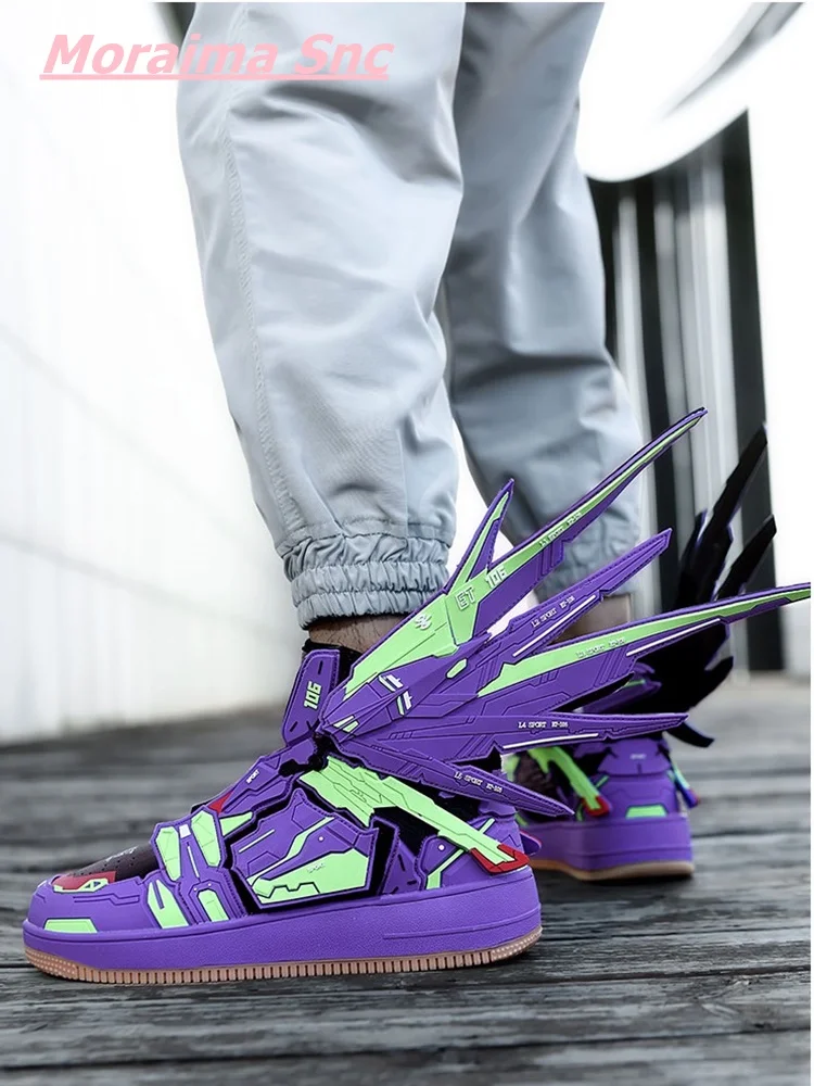 2022 New Brand Leather Couple Men's and Women's Sneakers Casual Side Wings Lace Up Cool Colors Luxury Platform Running Shoes