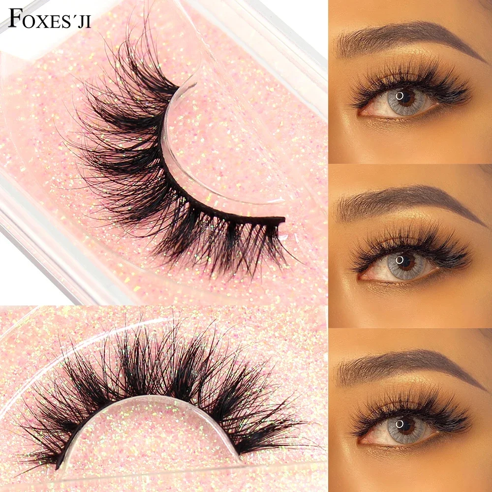 FOXESJI Make-up Nerz Wimpern Flauschige weiche volle gefälschte Wimpern Dicke falsche Wimpern Wispy Lash Extension Natürliche 3D-Augen-Nerzwimpern