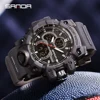SANDA 6198 Watch Fashion Trend Dual Screen Multi functional Outdoor Sports Multi functional Waterproof Electronic Men's Watch 4