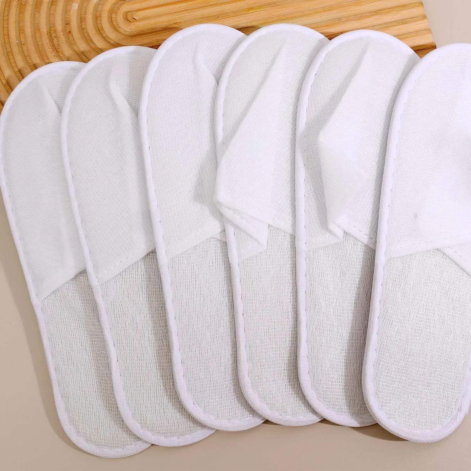 White Disposable Slipper Non-Slip House Slippers Individually Packaged Unisex Brushed Slides for Hotel Travel Households Shoes