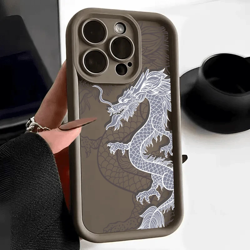Premium Dragon Design Silicone Phone Case - Luxury Fashion Soft Cover