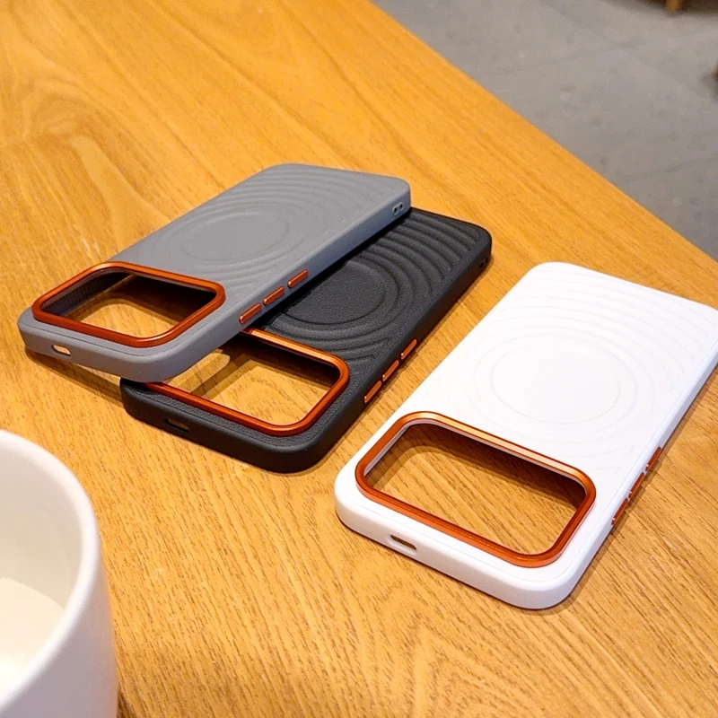 Wave Magnetic Wireless Charging Hard PU Protective Back Cover Case