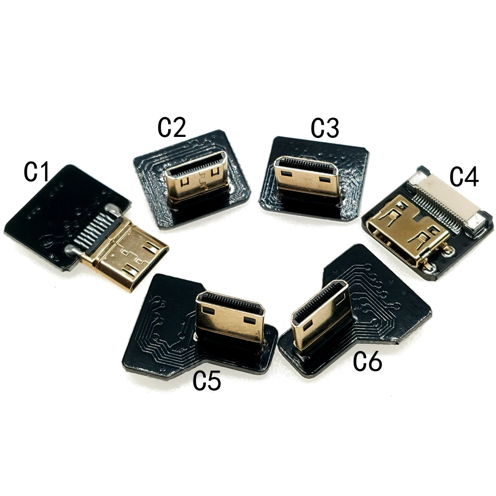 Flat FPV, HDTV compatible data cable Micro HD multimedia interface to Mini HD multimedia interface 90 level adapter 5CM-1M.