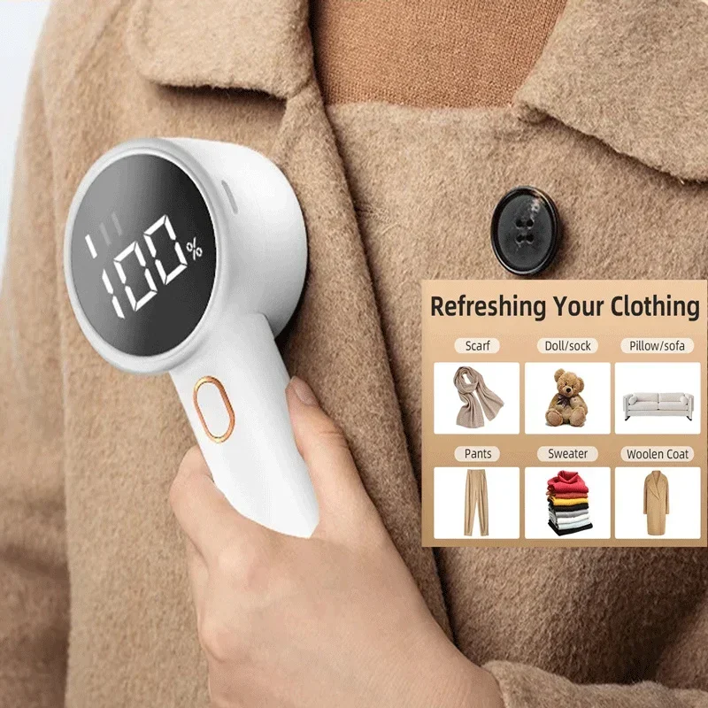 Fabric shaver rechargeable lint remover electric portable jumper remover LED displayRemoves pilling for clothes furniture sofas 2