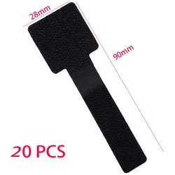 Reusable Self-Adhesive Cable Organizer Strap | Adjustable Cord Holder (Black 20 pcs)