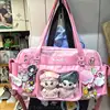 New Y2k Leopard Ita Shoulder Bag Lolita Girls Transparent Tote Bag Womens Large Capacity Crossbody Bag Cute DIY Display Handbags