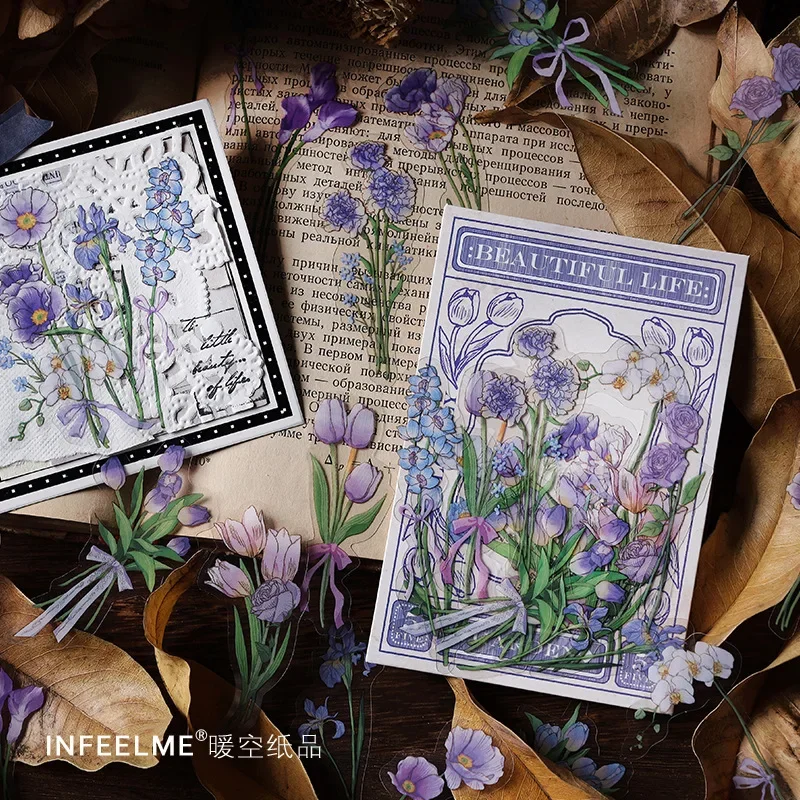 

30pcs/bag Vintag PET Plant Flower Aesthetic Stickers for Hand Account Junk Diary Scrapbooking Material Supplies Notebook Laptop