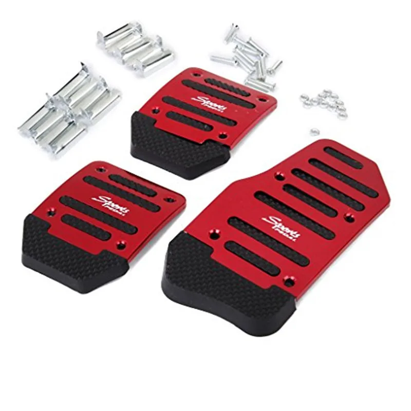 Universal Racing Manual Non-Slip Foot Pedal Pad Cover Aluminum Automatic Gear Brake Accelerator Car Interior Accessories 3Pcs