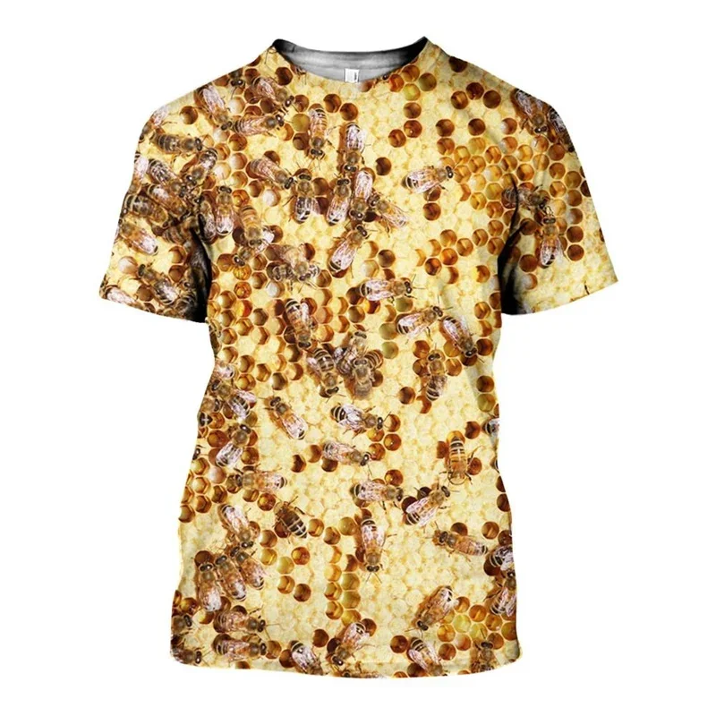 

2024 Summer New Hot Insect Bee Pattern Men's 3D Printed Harajuku Fashion T-shirt Summer Casual Street Fashion Short Sleeve