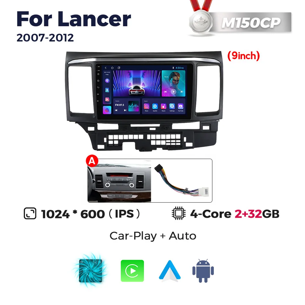 thumbnail image 1 of Reproductor de coche FYT7862S con Android 12 de 9 pulgadas y Carplay inalámbrico para Mitsubishi Lancer 10 CY 2007-2013 GSP, navegación multimedia, DSP BT, 1 of 5
