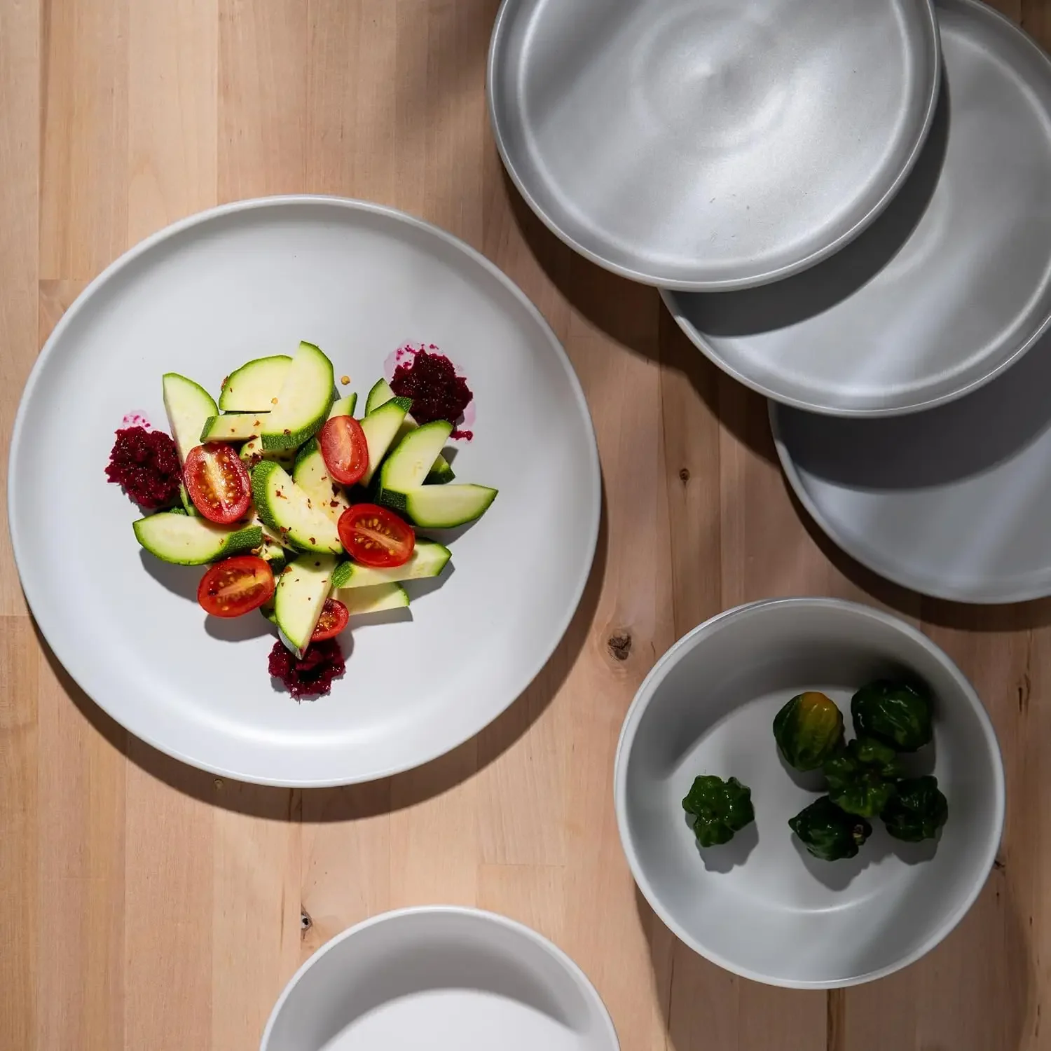 Dinnerware Sets, Stoneware Dinnerware Sets, Plates and Bowls Dishes, 12-Piece Service for 4, White