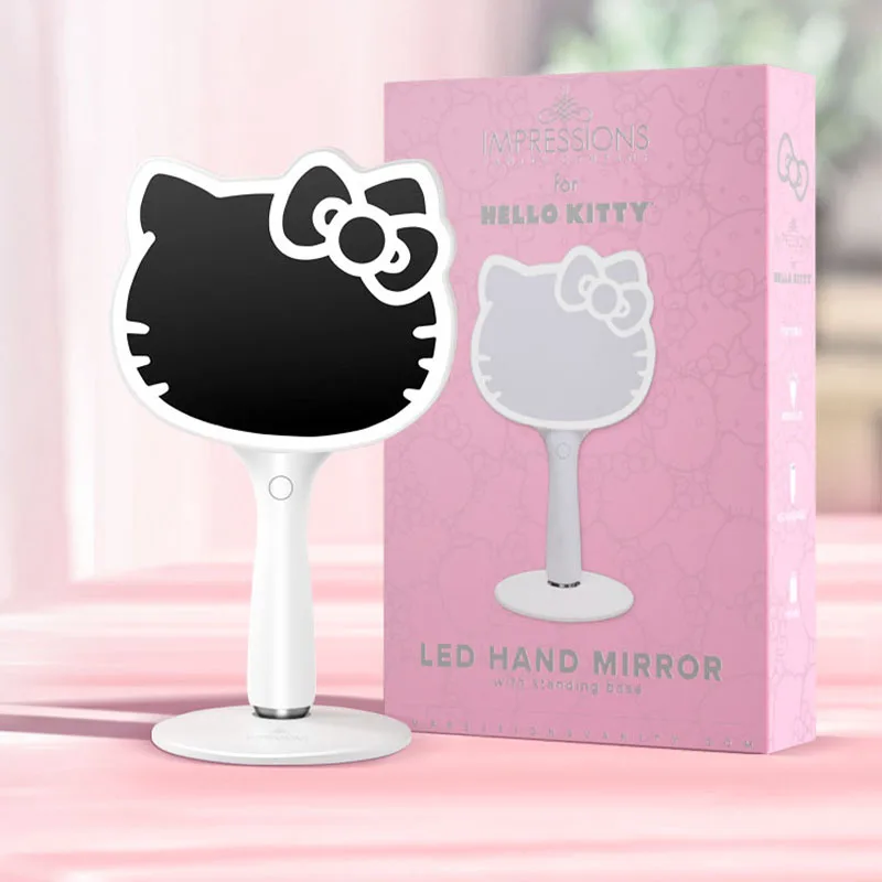 

Sanrio Hello Kitty Mirror Handheld Desktop Vanity Mirror Led Lights Beauty Mirror Portable Mirror Girlfriend Festival Gift