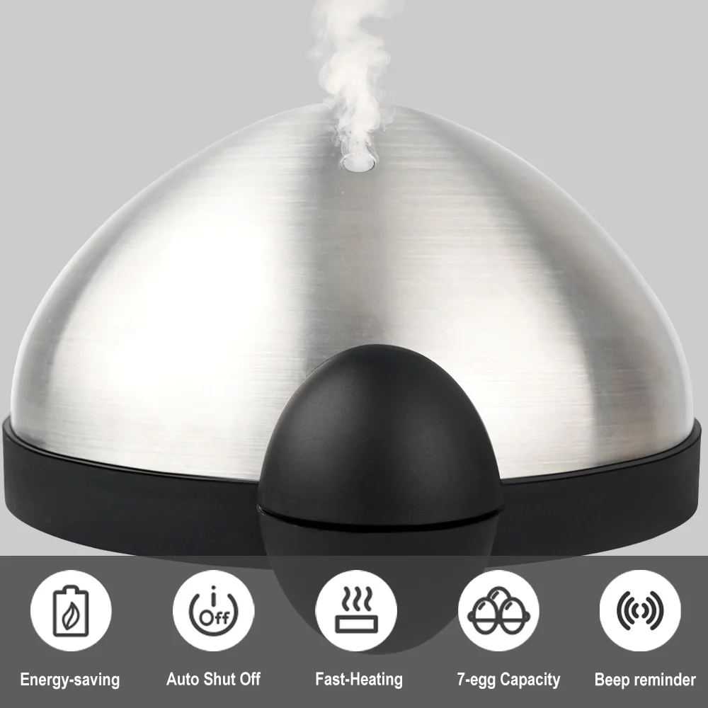 360W Electric Egg Boiler 7 Eggs Steamer Multifunctional Cooker with Auto Shut Off for Omelet Soft Medium and Hard Boiled Eggs EU 5