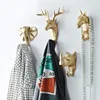 Animal Head Resin Key Hook Decor Holder Clothing Deer Elephant Unicorn Rhinoceros Racks Hook Coat Bag Hanger Cap Decor Home Wall 2