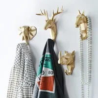 Animal Head Resin Key Hook Decor Holder Clothing Deer Elephant Unicorn Rhinoceros Racks Hook Coat Bag Hanger Cap Decor Home Wall 2