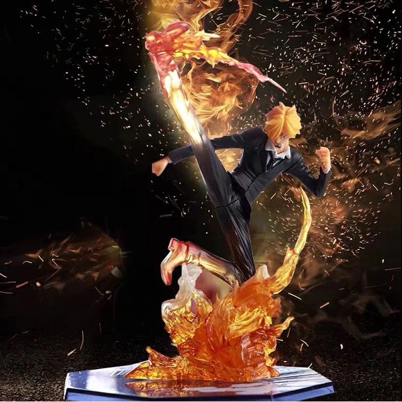 16Cm Anime One Piece Sanji Sculpture Black Leg Fire Battle Version Pvc Da Collezione One Piece Action Figure Model Giocattoli Per Bambini