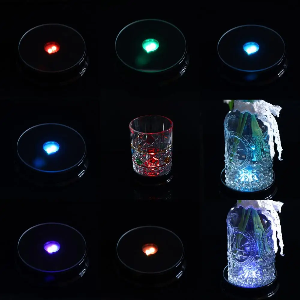 Plastic Shell 1 pcs Black DIY Colorful Gift Showing LED Ornament Display Stand Luminous Base Crystal Light Base