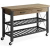 Santa Fe Kitchen Cart with Metal Shelves and TV Stand Feature 3