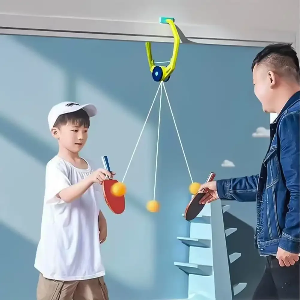 Table Tennis Trainer Indoor Hanging Portable Set Kids Pingpong Game With Paddles Balls