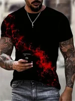 T-shirt pour homme noir à imprimé poing rouge jaune vert col rond manches courtes décontracté streetwear respirant 3
