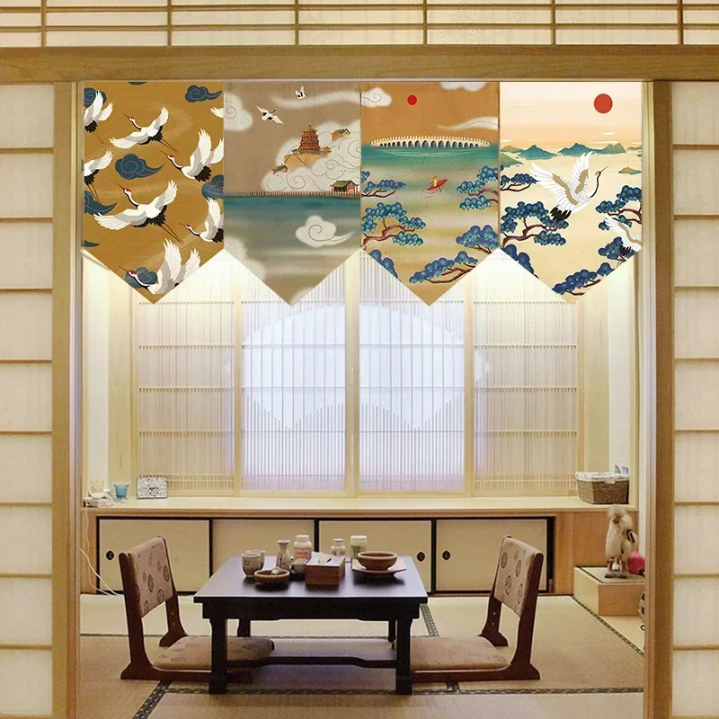 Blackout Curtains Sheer Curtains Window Curtains Decor Curtains Embroidered Curtains Lace Curtains Cotton And Linen Curtains Mosquito Fly Proof Curtain Light Filtering Curtains String Curtain Japanese Curtain for Kitchen Japanese Door Curtain Hanging Short Cloth Sushi Restaurant Shop Noren Japonais