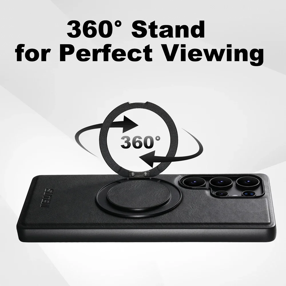 Magnetic Foldable Leather Phone Case with Stand and Wireless Charging Compatibility