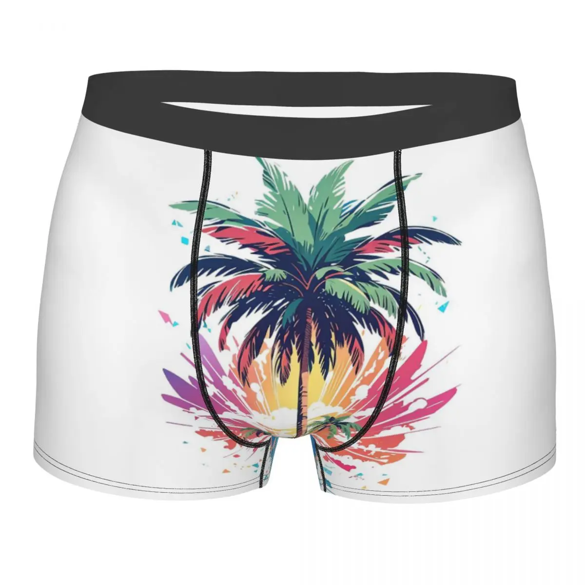 Retro Comics Pattern With Palm Tree Hand Roller Men Underpants, Highly Breathable printing Top Quality Gift Idea