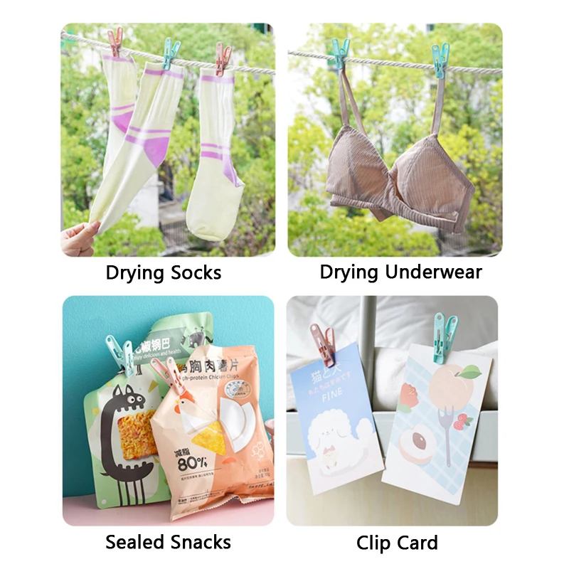 Plastic Clothes Pins Sock Towel Clips Laundry Hanging Fixed Clothespin Fastener Tweezers Pegs Clip Clothing Storage Organizer 5