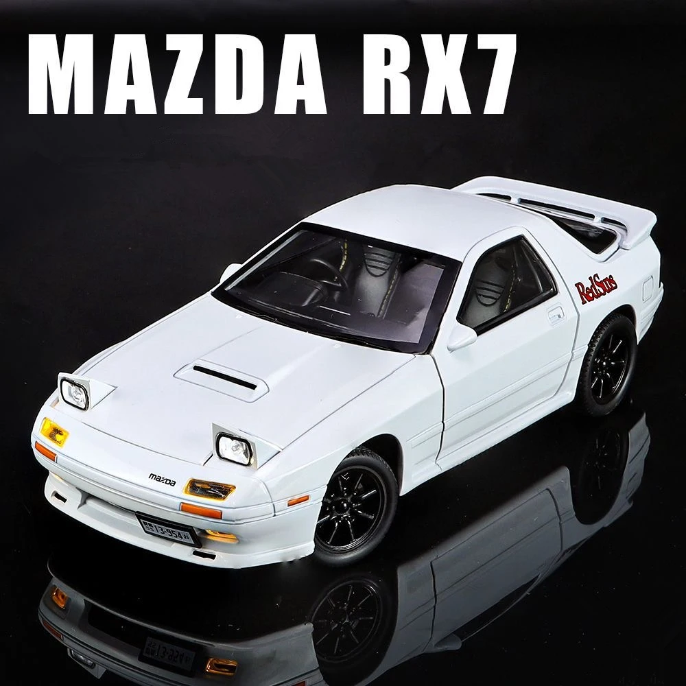 1:32 Mazda RX7 RX-7 FC INITIAL D Supercar Alloy Die Cast Toy Car Model Sound and Light Children's Toy Collectibles Birthday Gift 2
