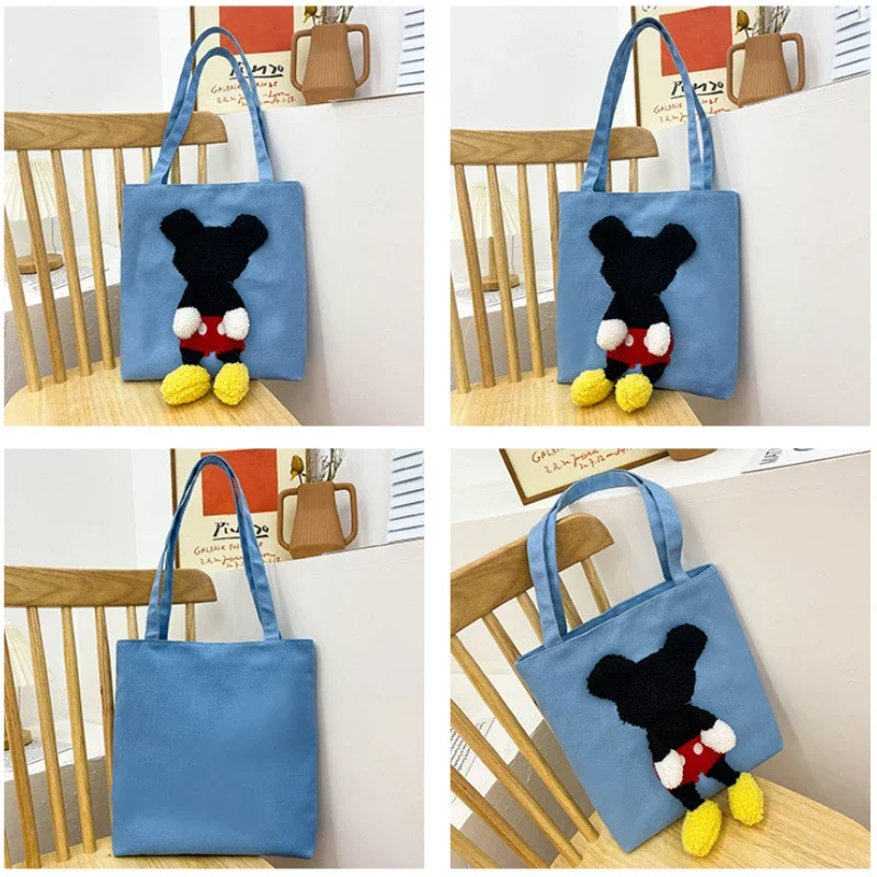 Disney Mickey Large Capacity Canvas Bag Cute Cartoon Three-dimensional Boy Girls Studens Multicolor Shoulder Bags Birthday Gifts
