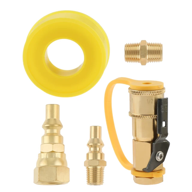 1/4 "Rv Propán Gyors Csatlakozás Illesztő Adapter Készlet Sárgaréz Lezáró Szelep Teljes Áramlású Dugó 3/8 Hüvelykes Női És Férfi Npt Szál Tömítőszalag - Image 5