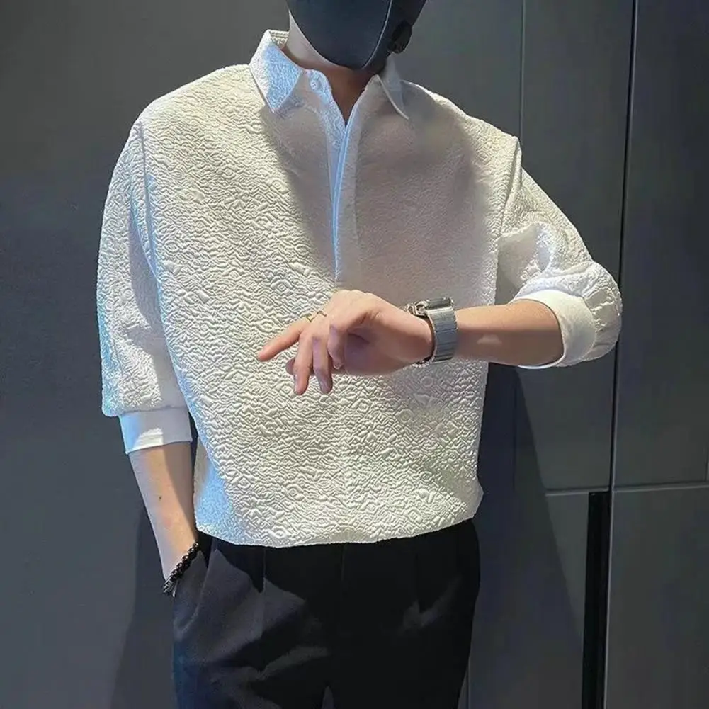 

Stylish Shirt Solid Color Casual Men Autumn Shirt Pure Color Breathable Autumn Shirt