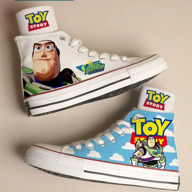 Sapatos de lona Anime de alta para homens e mulheres, sapatos estampa 3D, Cosplay de Toy Story, kawaii, para meninas e estudantes, 2023