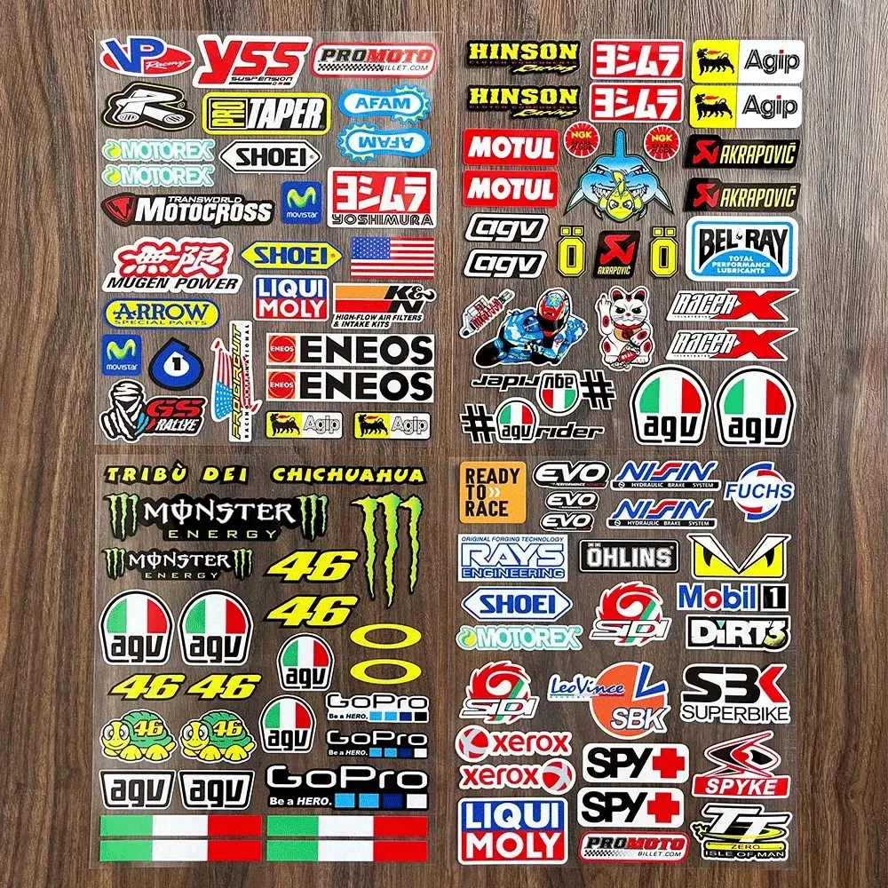 Juego de pegatinas reflectantes para patrocinadores de carreras, para motocicleta, scooter, casco, bicicleta, parachoques, caja de herramientas, calcomanías decorativas para vehículos DIY