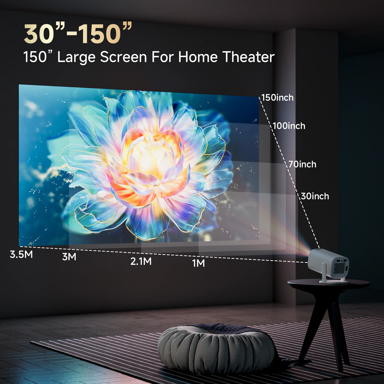 P30 PRO 안드로이드 11 프로젝터 WiFi 6 네이티브 720P 홈시어터 휴대용 야외 시네마(스피커 포함)