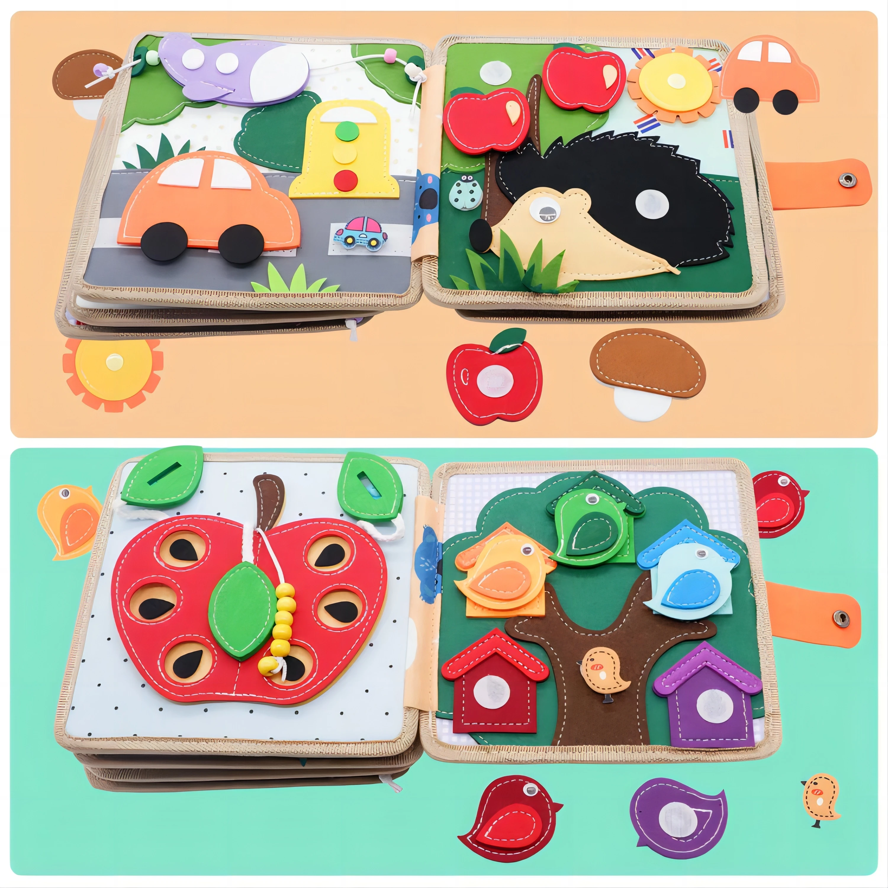 Montessori Toys Busy Book for Kids Color Shape Animal Cognition Early Education Toys Giraffe Quiet Book Fine Motor Toys 4