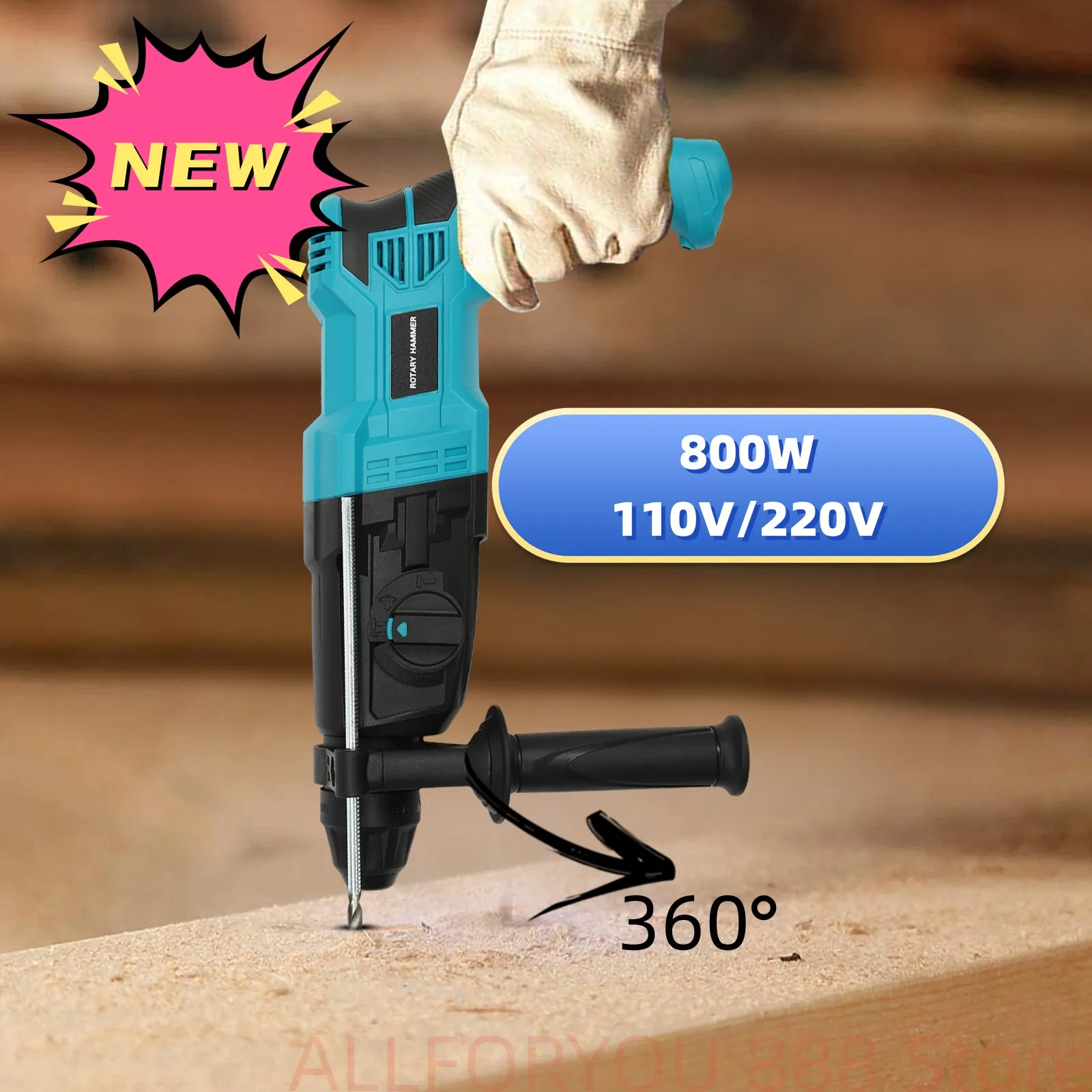 

800W Multifunctional Electric Rotary Hammer Drill High-safety Tool 110V/220V, 50-60Hz EU/UK/US Standard