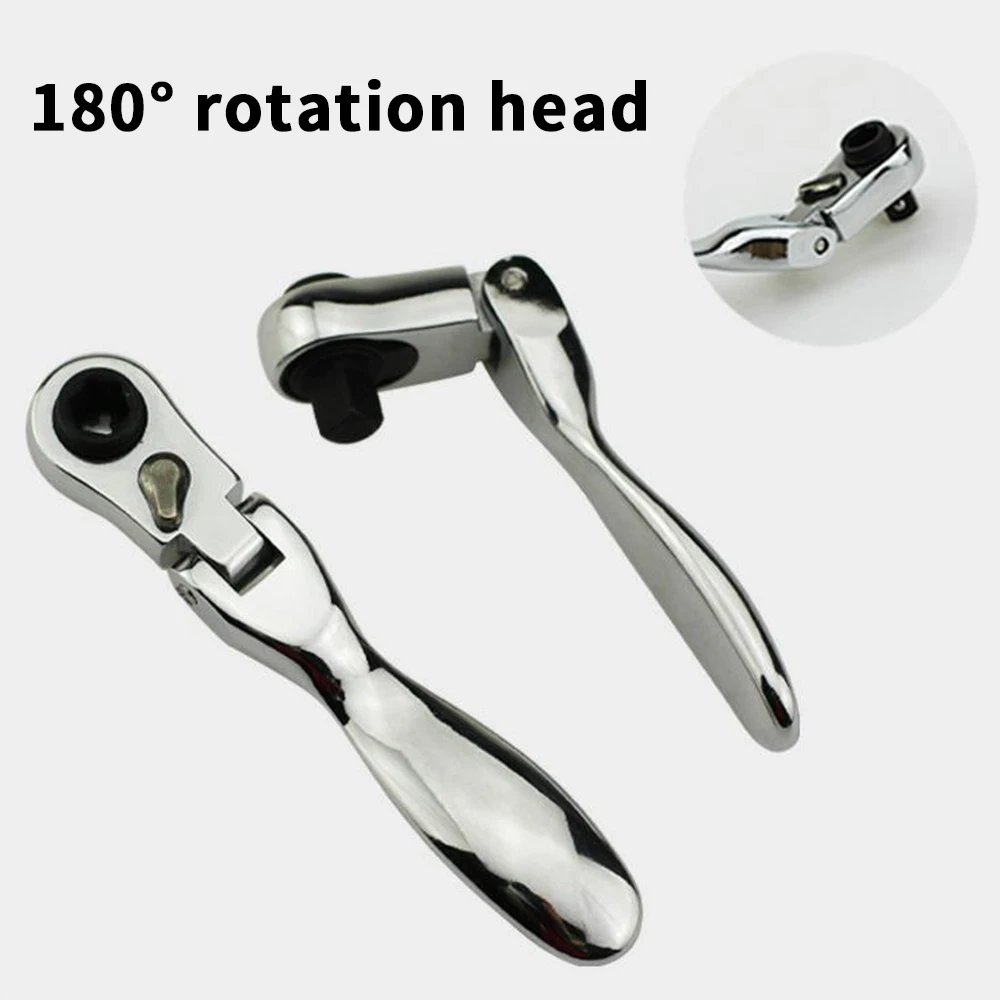 Mini 1/4 Inch Ratchet Wrench, 72-Tooth Reversible Chrome Vanadium Steel Ratchet Wrench with Socket & Bit Driver Dual Head 4