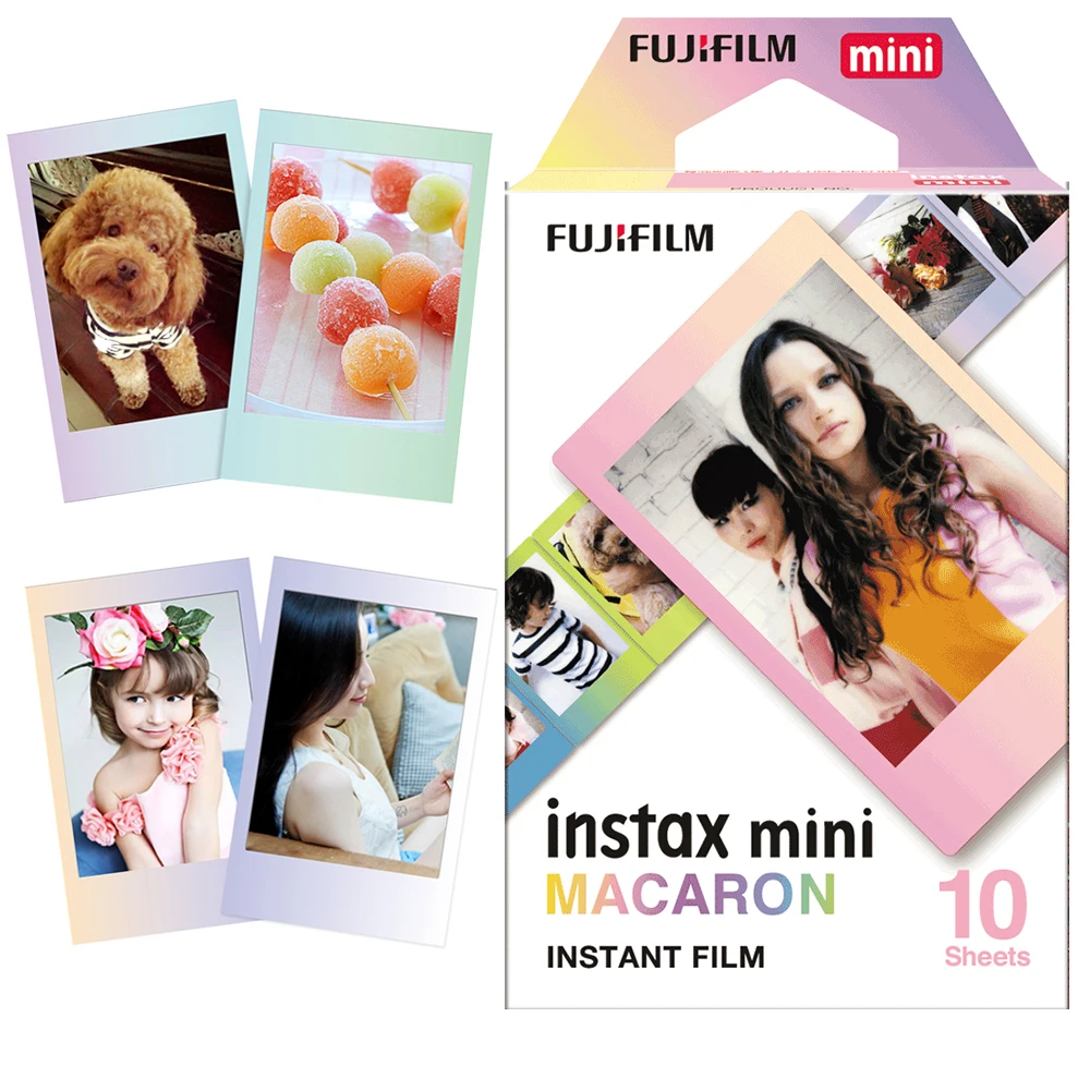 Fujifilm Instax Mini Color Film Paper Macaroon Frame 10-50 Shots Photos For Fuji Mini 12 11 7s 8 9 25 50s 90 EVO Instant Camera