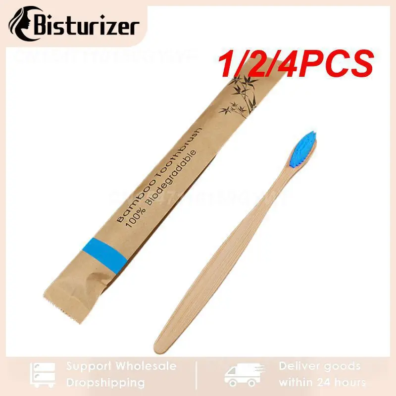 

1/2/4PCS Eco friendly Bamboo Toothbrush Soft Bristles Biodegradable Plastic-Free Adults Toothbrush Bamboo Handle Brush