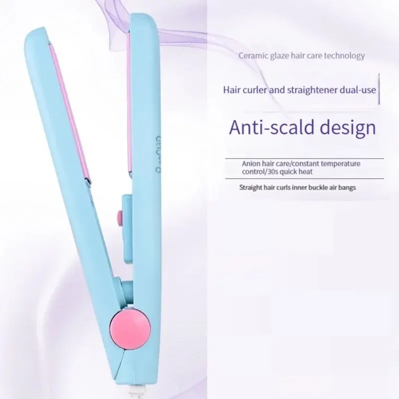 Hair Straightener Mini Clipboard Small Power Plug Curling Girls Air Bangs Portable